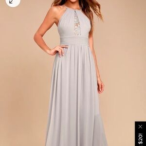 Lulus Cherish the Night Grey Lace Maxi Dress